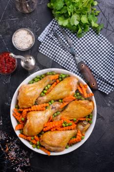 baked chicken legs, chicken legs with spice and vegetables