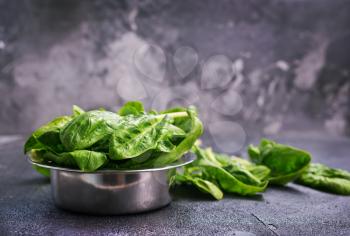 spinach leaves, fresh spinach on a table