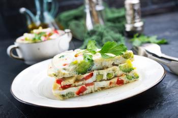 omelette with vegetables on plate, diet food