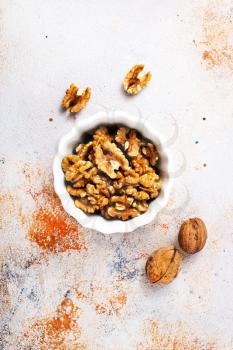 walnuts in bowl, dry nuts, stock photo