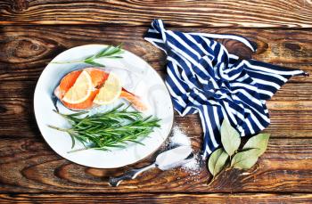 salmon with lemon and rosemary, red fish