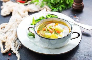 fresh soup with green pea, diet soup