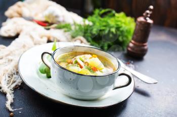 fresh soup with green pea, diet soup