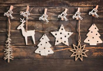christmas decoration on the wooden table, christmas background