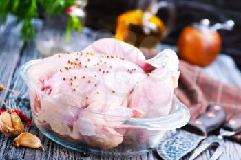 raw chicken with salt and spice on a table