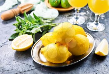 ingredients for lemonade, lemons and fresh mint