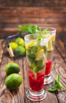fresh drink with lime and mint,stock photo