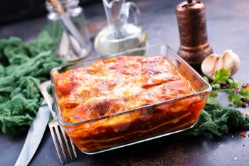 lasagna with tomato sauce and aroma spice