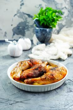 baked chicken legs with salt and spice on the plate