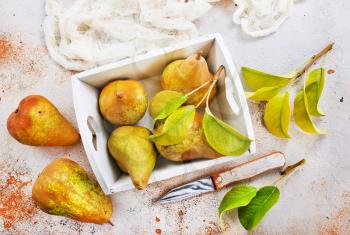 fresh pears on a table, stock photo