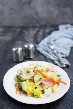 fresh vegetarian salad with salt,oil and aroma spice