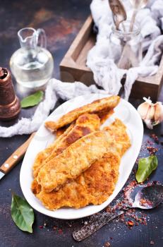 fried fish fillets on white plate, fried fish