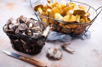 mushrooms in basket,raw mushrooms, stock photo