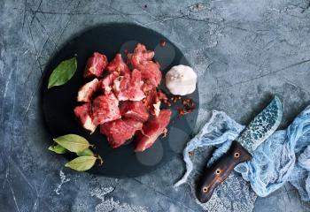 raw meat with salt and spice, stock photo