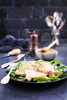 pear with honey nuts cheese, stock photo