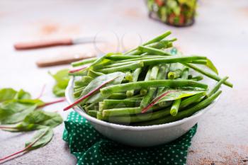 green beans and fresh greens, stock photo