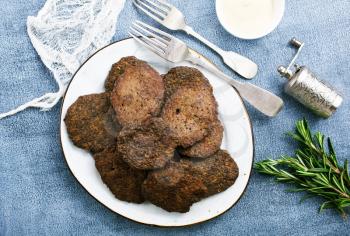 liver pancakes on plate, fried liver pancakes, stock photo
