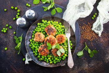 peas with cutlets,fresh green peas with chicken cutlets