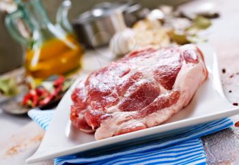 raw meat with salt and aroma spice, stock photo