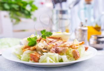 salad with vegetables and baked chicken, diet food