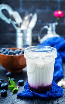 yogurt with fresh berries, desert with blueberry