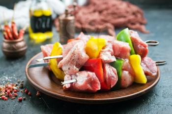 raw kebab, raw meat for kebab with spice