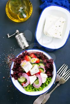 greek salad, salad with feta and vegetables