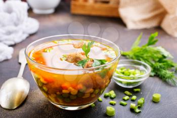 fresh soup with vegetables and meat balls