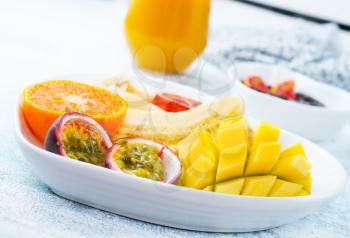 Healthy and fresh fruits on a plate