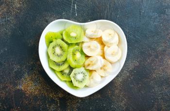 fresh slice of banana and kiwi, fresh fruits