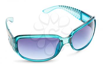 Blue transparent sunglasses isolated on white background