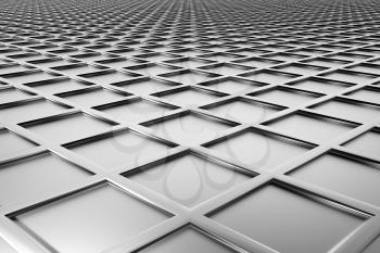 Metallic diamond flooring perspective view shiny abstract industrial background