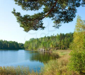 Ladoga lake under summer sunlight