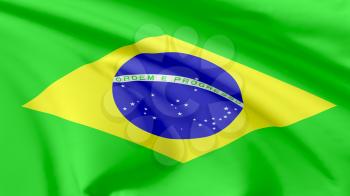 National flag of Federative Republic of Brazil flying in the wind, 3d illustration closeup view