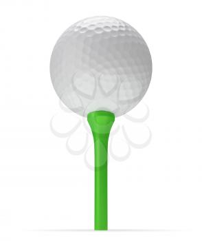 Golf ball on tee with shadow 3D illustration isolated on white background, view from below