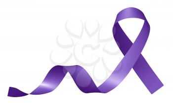 Purple Ribbon isolated on white Purple Day epilepsy awareness symbol of Supporting Epilepsy Around The World. International epilepsy solidarity day 3D illustration.