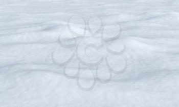 White snow field surface with bumps under bright sunlight, snowy white background, nature 3D illustration