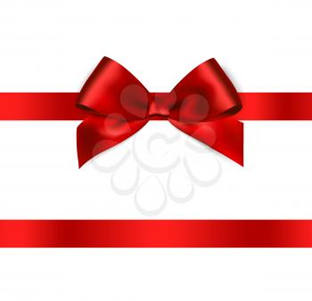 Shiny red satin ribbon on white background. Vector