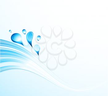 Abstract vector water wave with bubbles.  Template brochure design