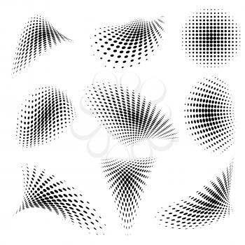 Set of Abstract Halftone Design Elements. Vector illustration
