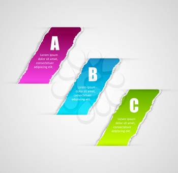 Modern infographics template torn paper style. Vector illustration number options for brochure or web design