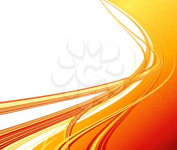 Vector Abstract orange color curved lines background. Technology banner. Template brochure design