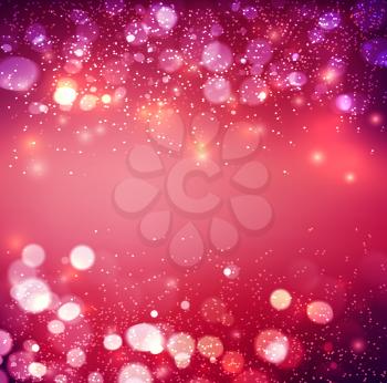 Abstract defocused christmas background. Festive elegant abstract background with pink bokeh  lights 