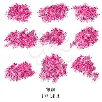 Set of vector Pink sparkles on white background. Pink  glitter background. 