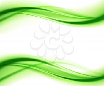 Abstract smooth color wave vector. Curve flow green motion illustration