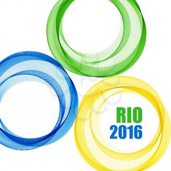 Abstract background with blue, yellow and green rings . Vector illustration. Vector illustration RIO 2016