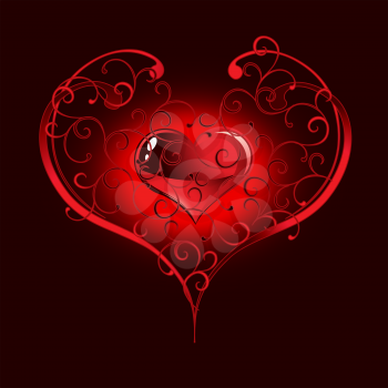 Valentines Day Greeting Cards. Vector illustration with valentines heart 