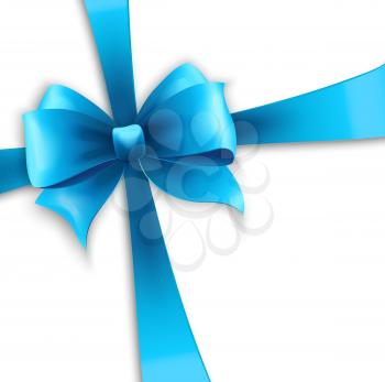Vector Invitation card with blue holiday ribbon and bow