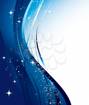 Vector Blue christmas background with wave and star
