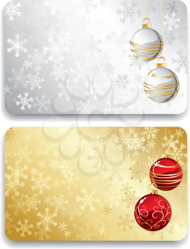 Vector illustration Merry Christmas Gift card with bauble